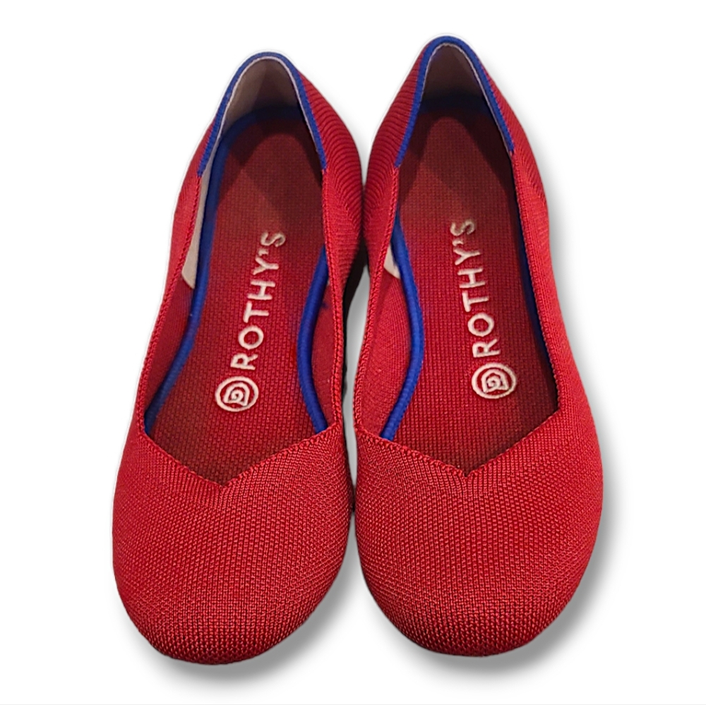 Rothy's Deep Red Pointed Toe Ballet Flats Size 6.5 - 7